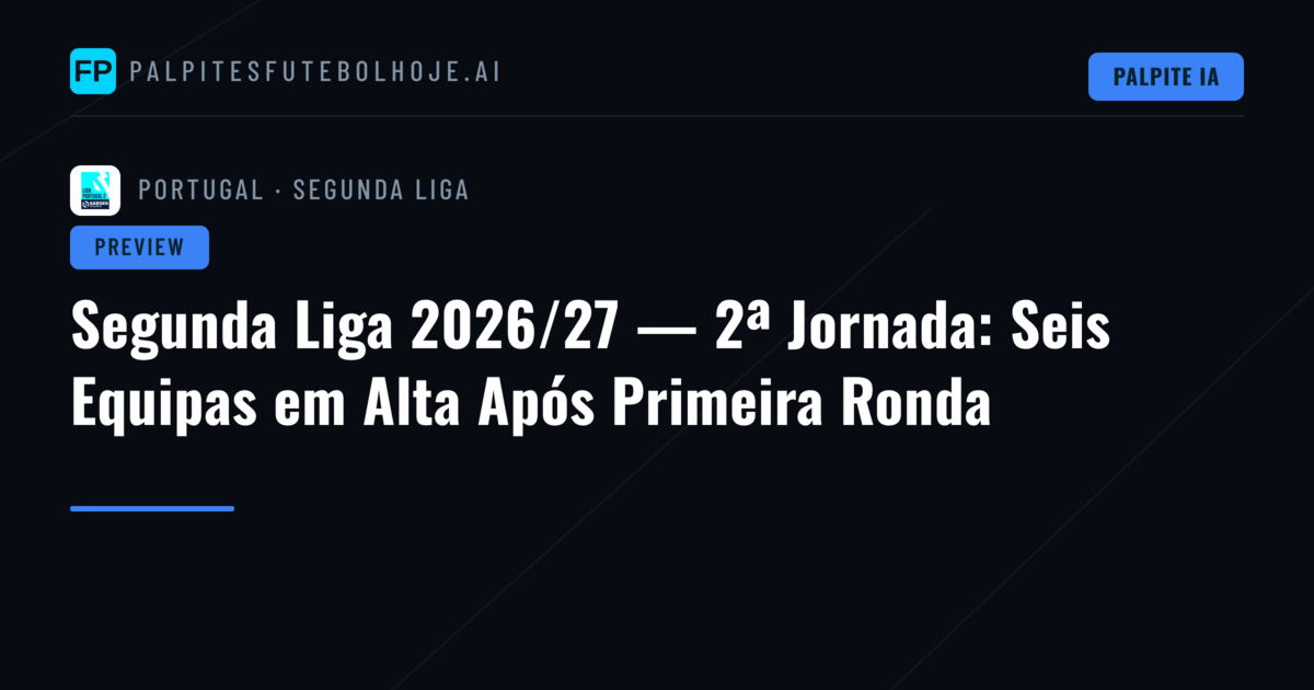 Segunda Liga 2026/27 — 2ª Jornada: Seis Equipas em Alta Após Primeira Ronda