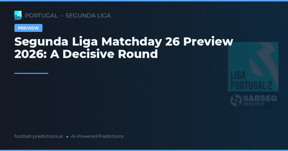 Segunda Liga Matchday 26 Preview 2026: A Decisive Round