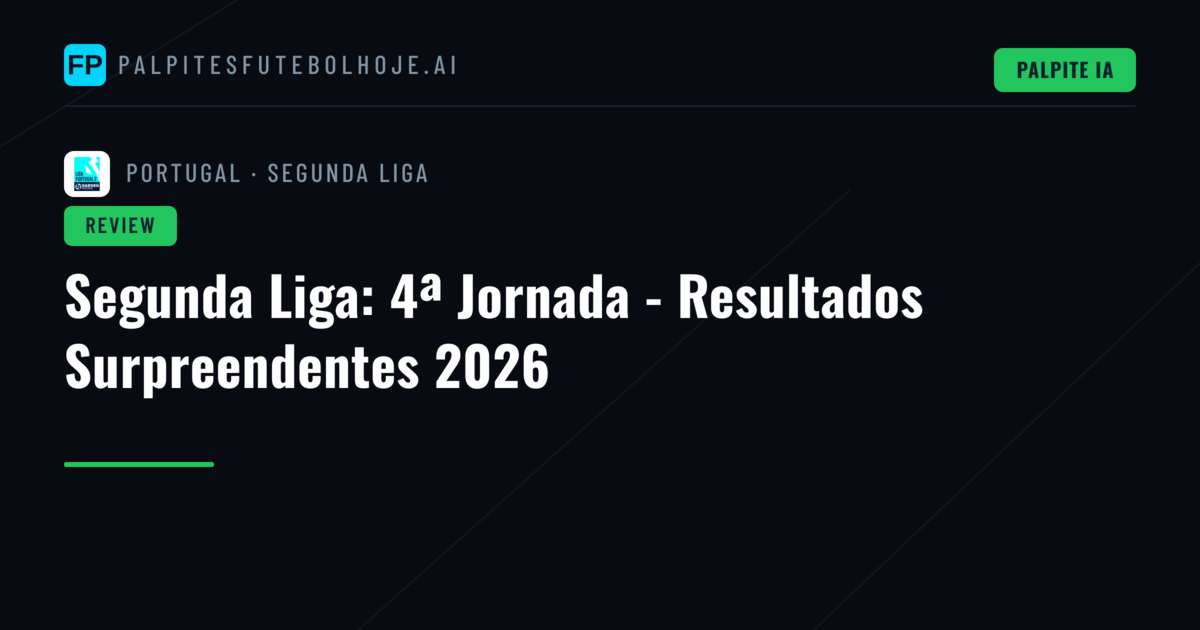 Segunda Liga: 4ª Jornada - Resultados Surpreendentes 2026