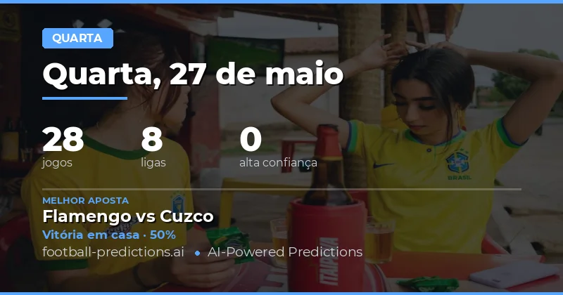Palpites e Dicas de Futebol — Quarta, 27 de maio, 2026