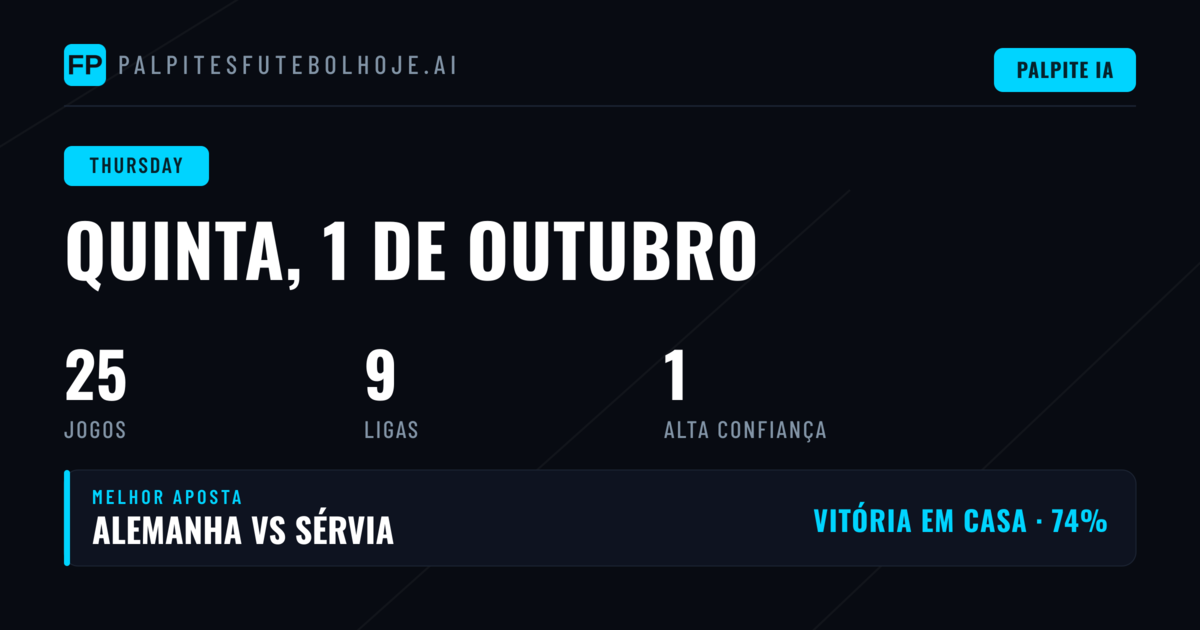 Melhores Prognósticos para Quinta-feira, 1 Out 2026