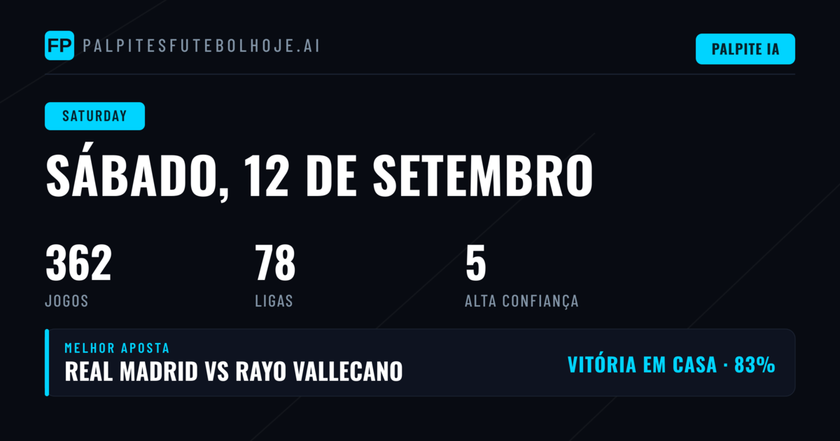 Melhores Picks para Sábado, 12 Set 2026