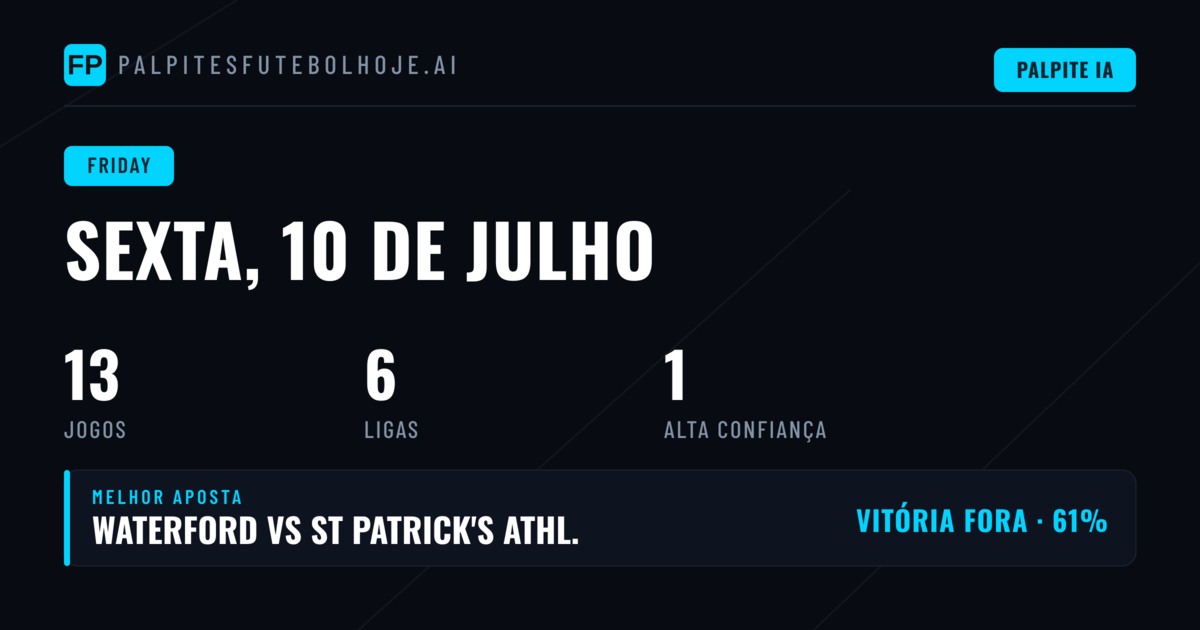 Sexta-feira com aposta na First Division Ireland