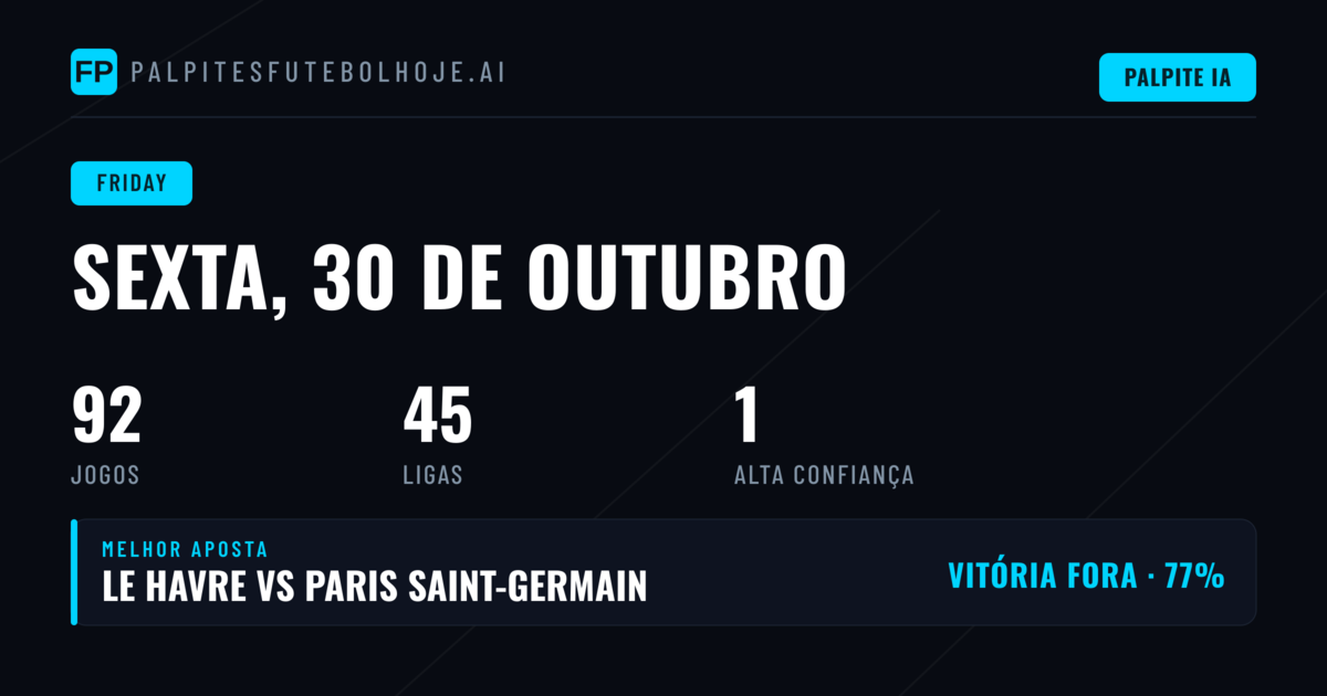Sexta-feira, 30 Out 2026: palpites da Premier League (Wales)