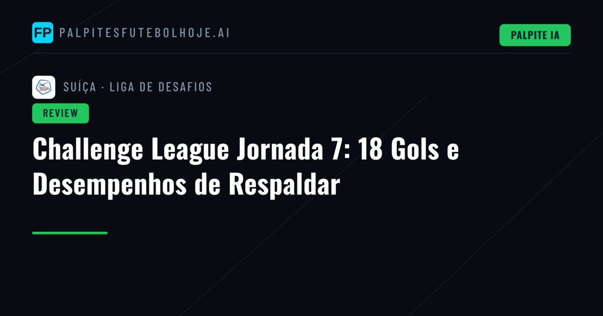 Challenge League Jornada 7: 18 Gols e Desempenhos de Respaldar