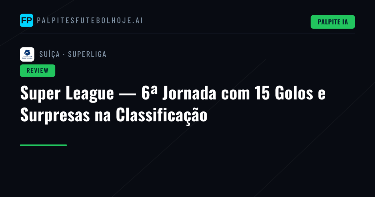 Super League — 6ª Jornada com 15 Golos e Surpresas na Classificação