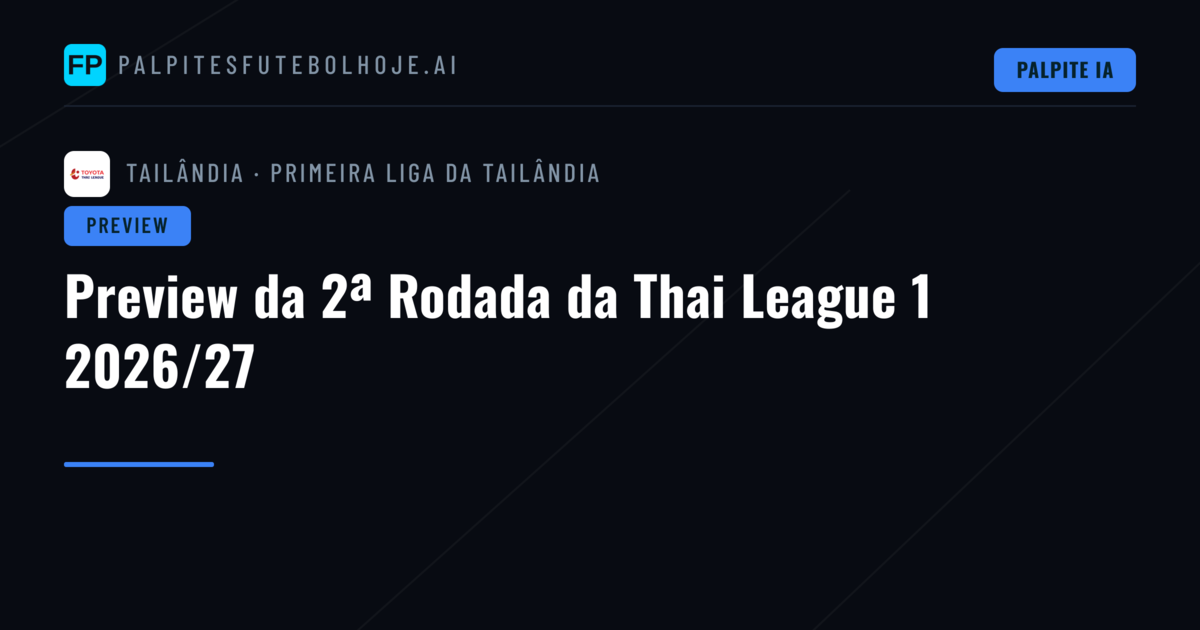 Preview da 2ª Rodada da Thai League 1 2026/27