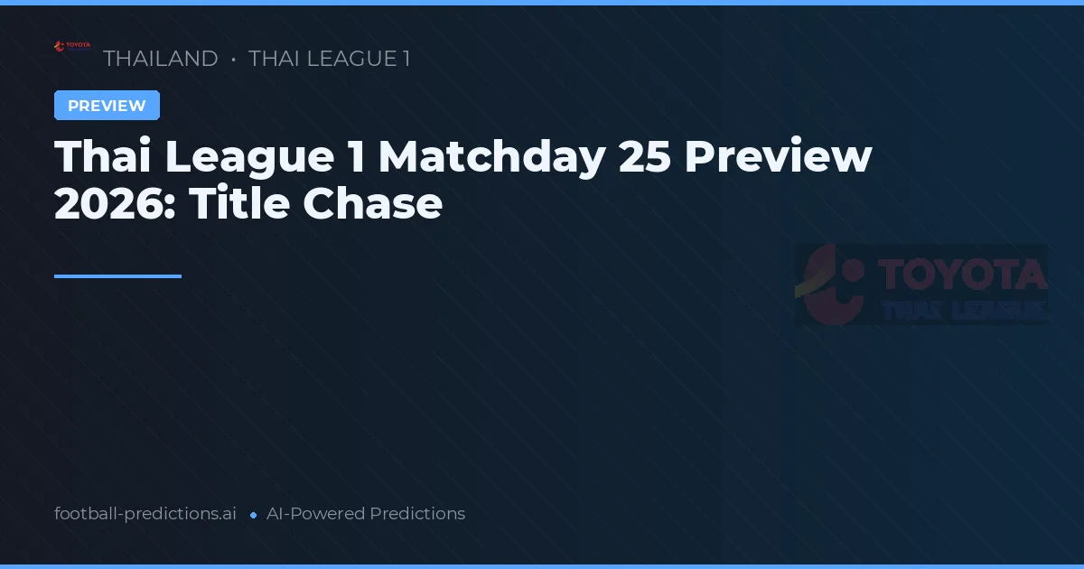 Thai League 1 Matchday 25 Preview 2026: Title Chase