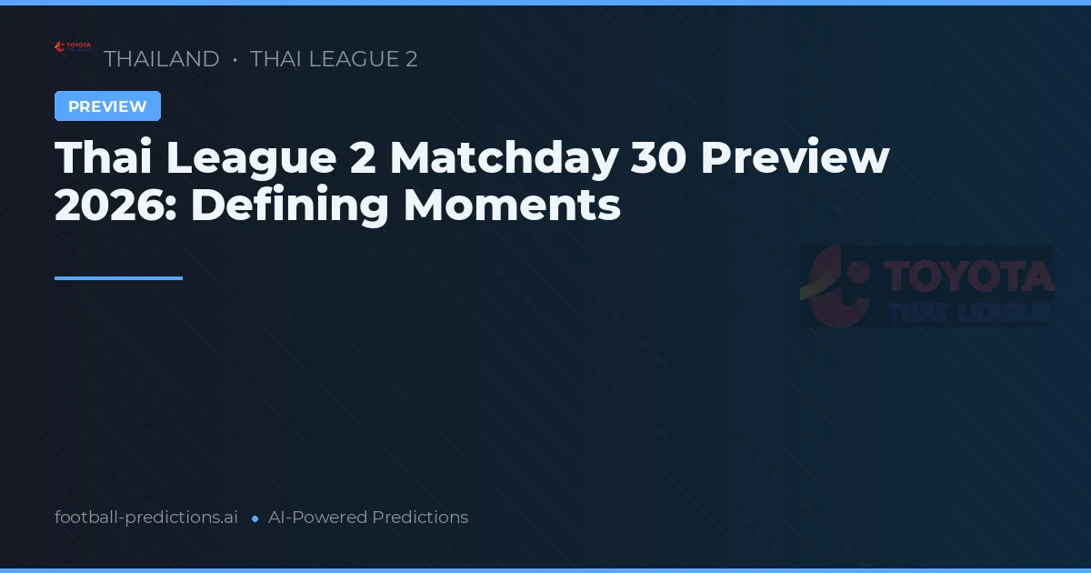 Thai League 2 Matchday 30 Preview 2026: Defining Moments