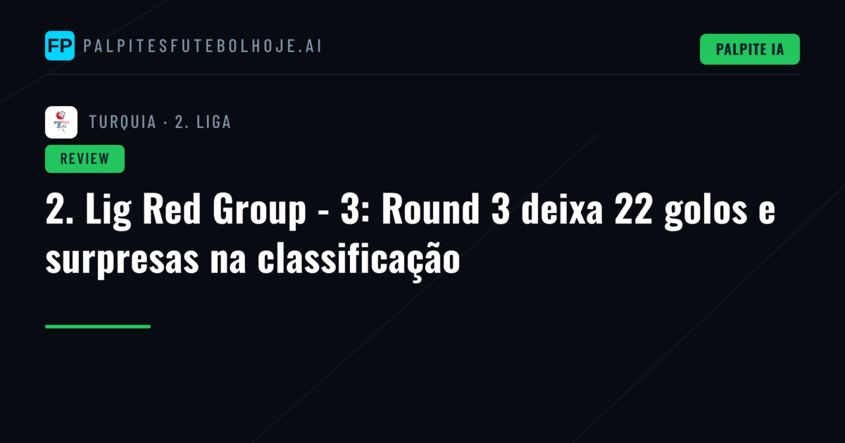 2. Lig Red Group - 3: Round 3 deixa 22 golos e surpresas na classificação