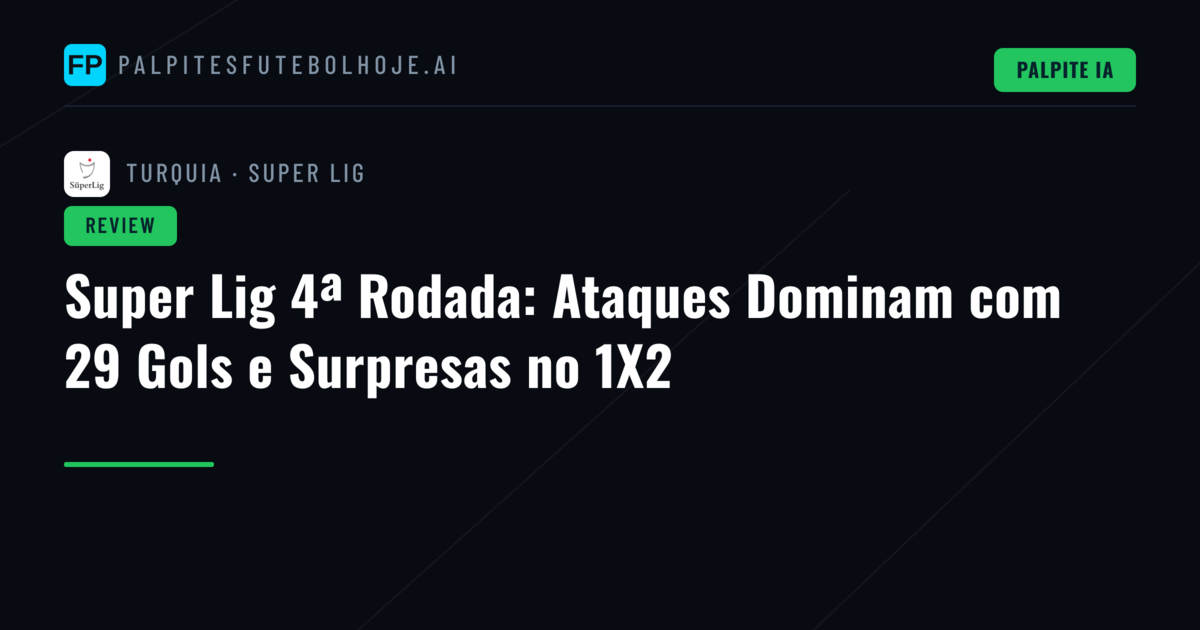 Super Lig 4ª Rodada: Ataques Dominam com 29 Gols e Surpresas no 1X2
