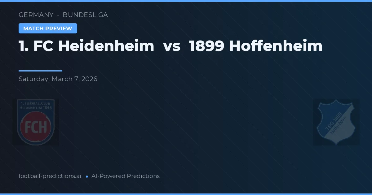 1. FC Heidenheim vs 1899 Hoffenheim — prognóstico e prévia do jogo