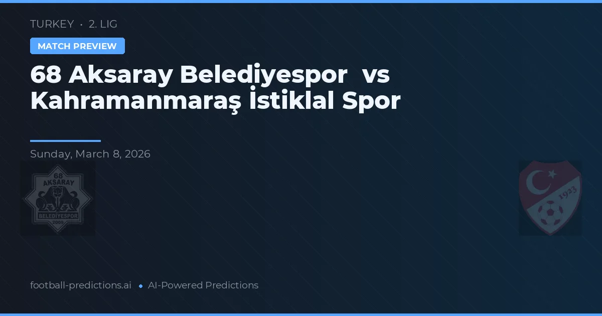 Aksaray Belediyespor vs Kahramanmaraş İstiklalspor — prognóstico e prévia do jogo