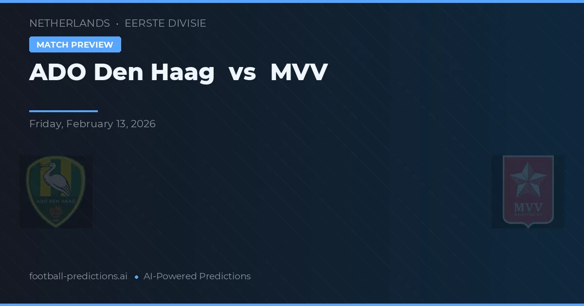 ADO Den Haag vs MVV — prognóstico e prévia do jogo