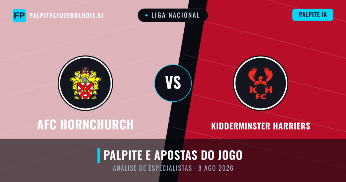 AFC Hornchurch vs Kidderminster Harriers — prognóstico e prévia do jogo