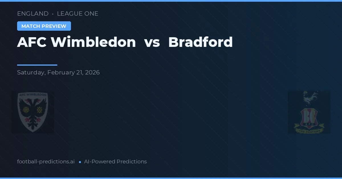 AFC Wimbledon vs Bradford — prognóstico e prévia do jogo