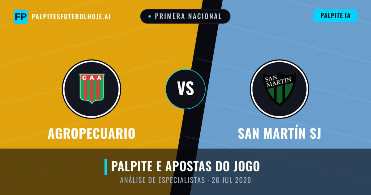 Agropecuario vs San Martín SJ — prognóstico e prévia do jogo