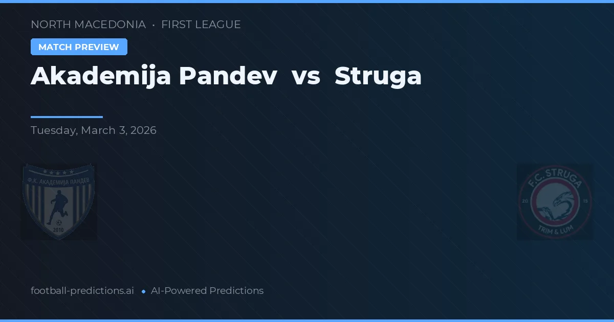 Academija Pandev vs Struga — prognóstico e prévia do jogo