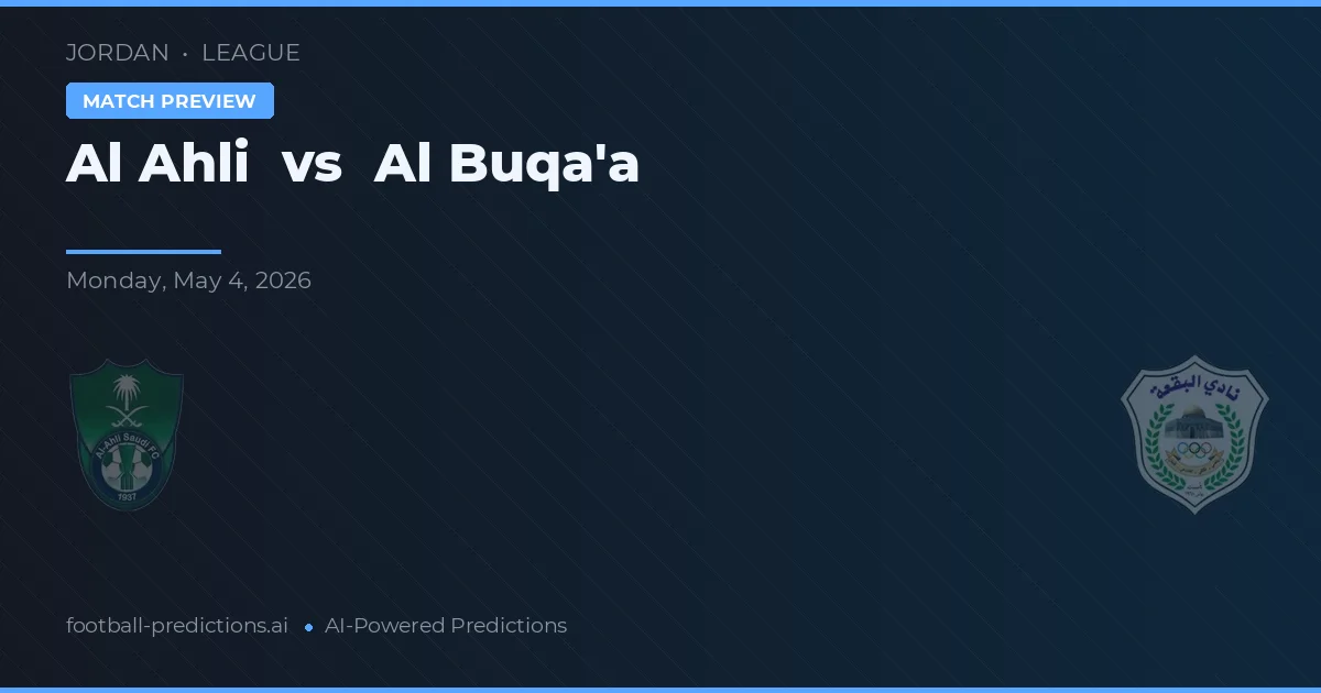Al Ahli vs Al Buqa'a — prognóstico e prévia do jogo