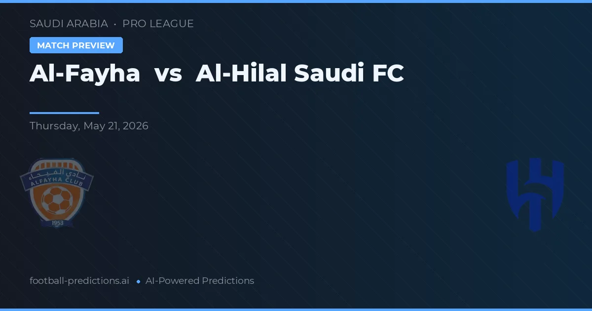 Al-Fayha vs Al Hilal Saudi FC — prognóstico e prévia do jogo