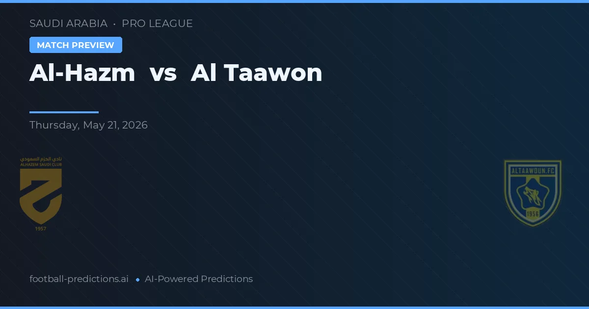 Al-Hazm vs Al Taawon — prognóstico e prévia do jogo