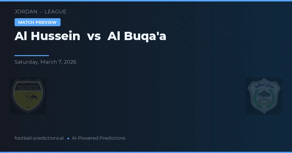 Al Hussein vs Al Buqa'a — prognóstico e prévia do jogo
