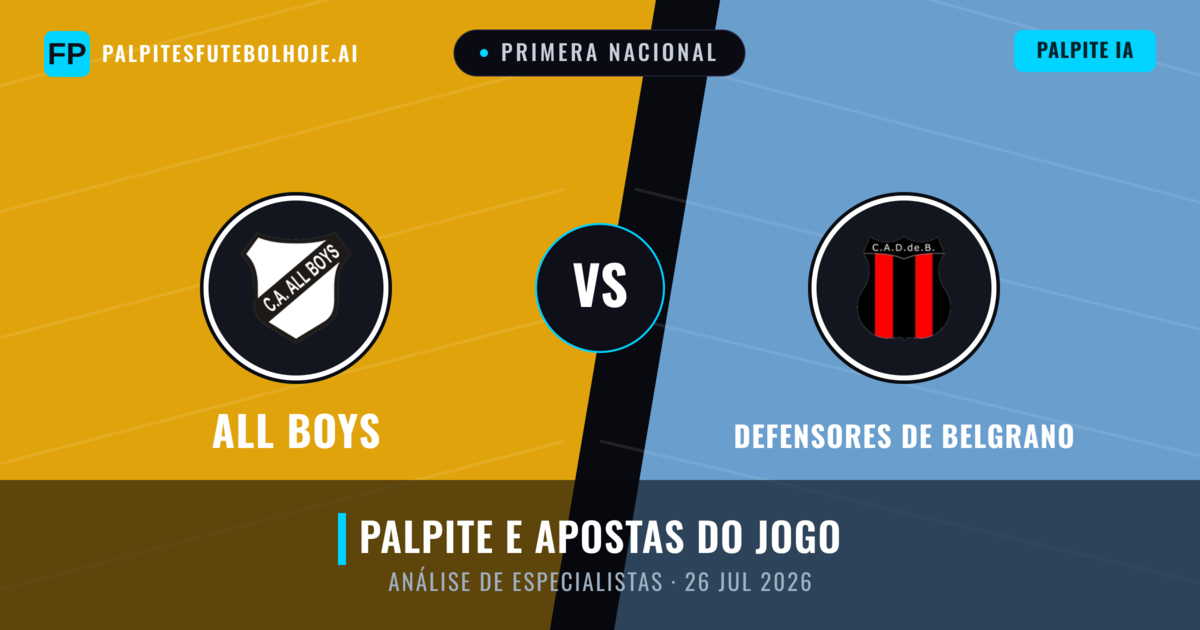 All Boys vs Defensores de Belgrano — prognóstico e prévia do jogo