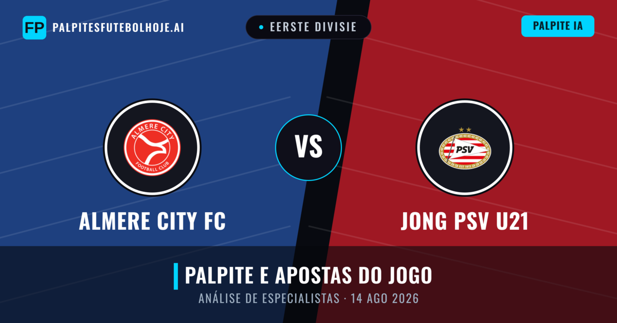 Almere City FC vs Jong PSV U21 — prognóstico e prévia do jogo
