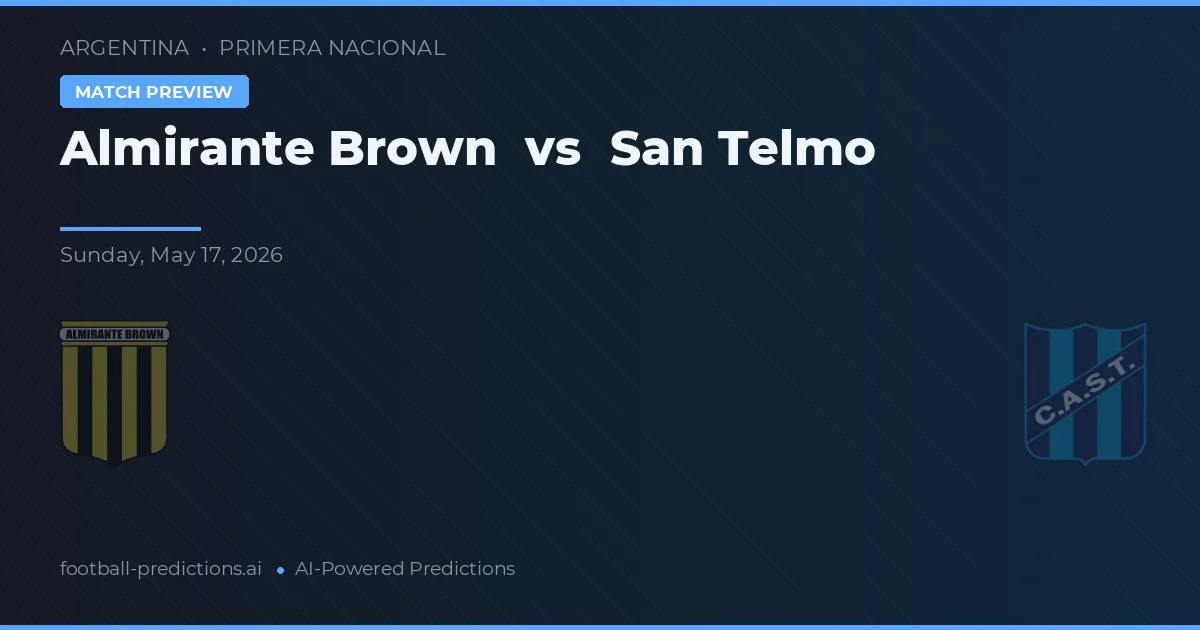 Almirante Brown vs San Telmo — prognóstico e prévia do jogo