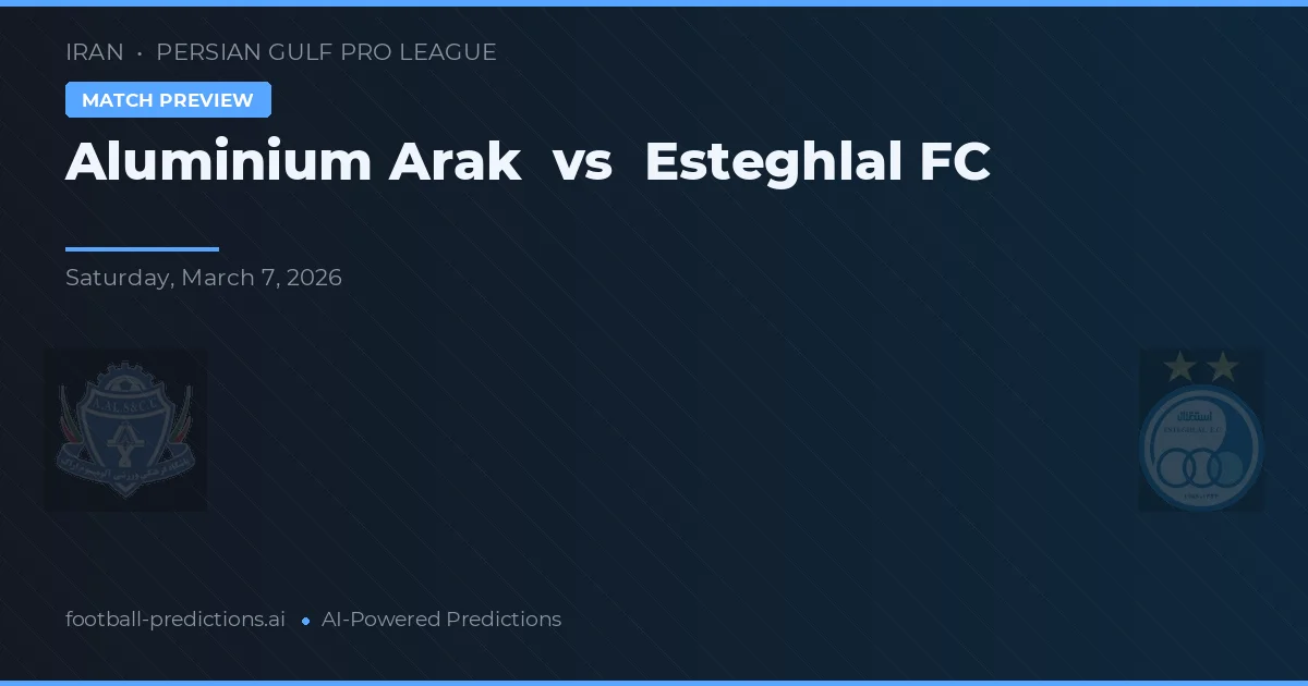 Alumínio Arak vs Esteghlal — prognóstico e prévia do jogo