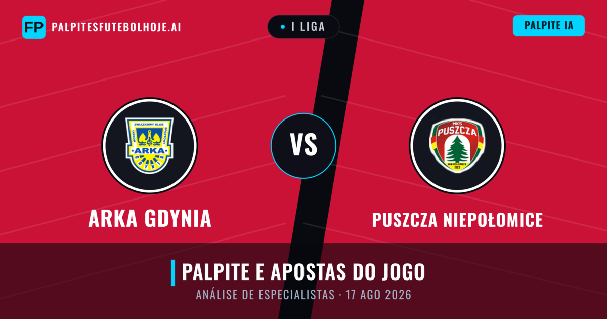 Arka Gdynia vs Puszcza Niepołomice — prognóstico e prévia do jogo