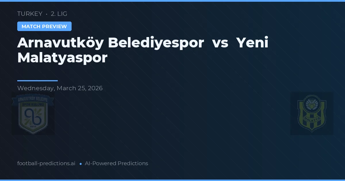 Arnavutköy Belediyespor vs Yeni Malatyaspor — prognóstico e prévia do jogo