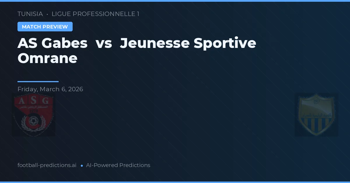 AS Gabès vs Jeunesse Sportive Omrane — prognóstico e prévia do jogo