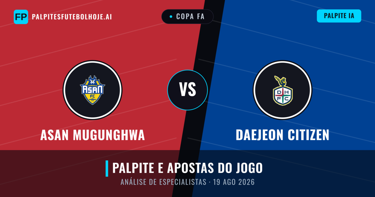 Asan Mugunghwa vs Daejeon Citizen — prognóstico e prévia do jogo