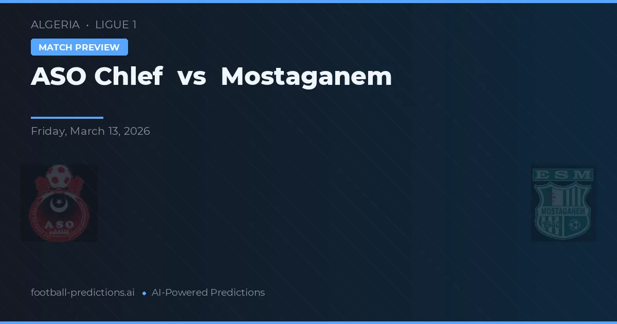 ASO Chlef vs Mostaganem — prognóstico e prévia do jogo