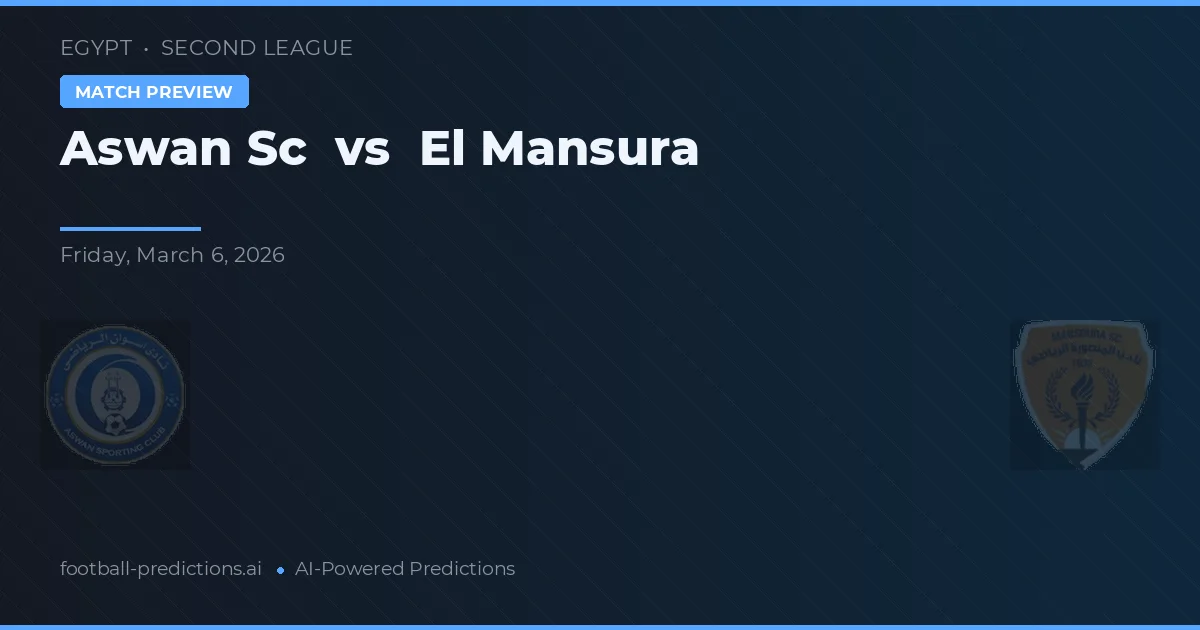 Aswan SC vs El Mansura — prognóstico e prévia do jogo
