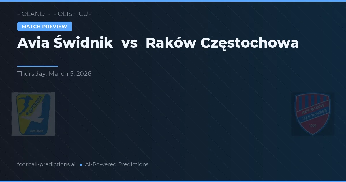 Avia Świdnik vs Raków Częstochowa — prognóstico e prévia do jogo