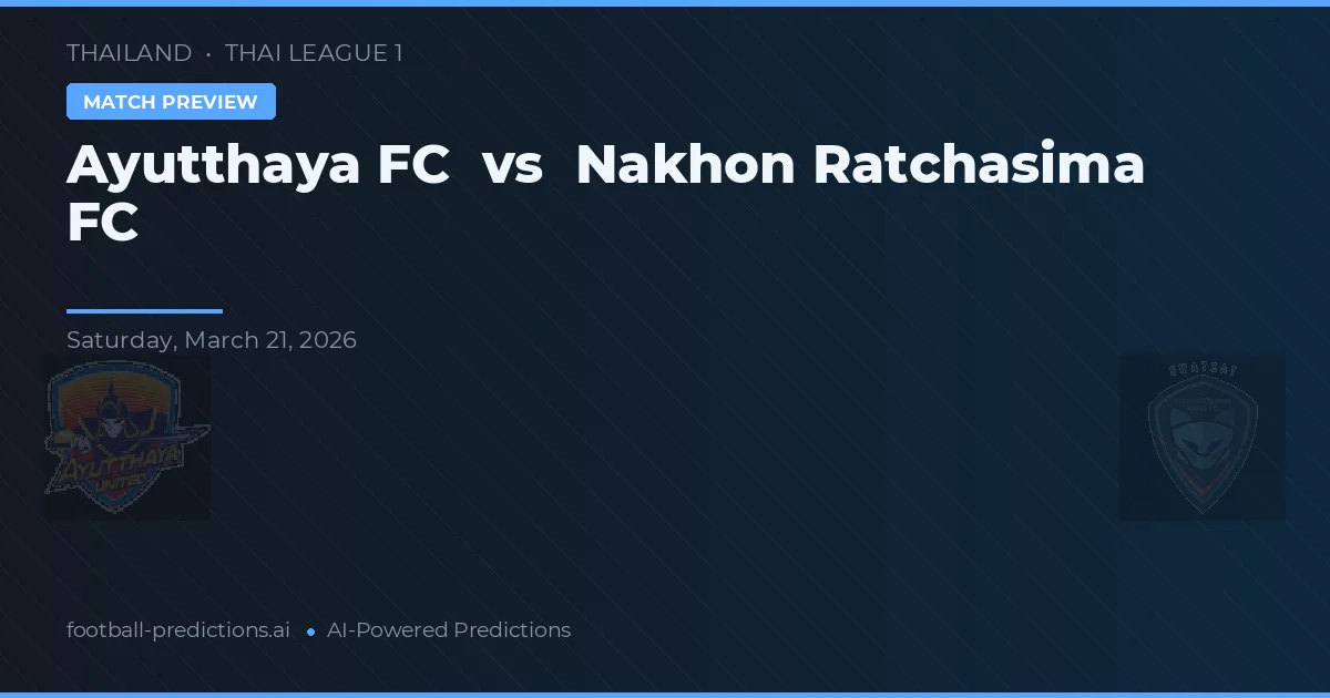 Ayutthaya FC vs Nakhon Ratchasima FC — prognóstico e prévia do jogo