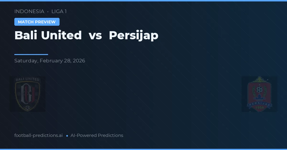 Bali United vs Persijap — prognóstico e prévia do jogo