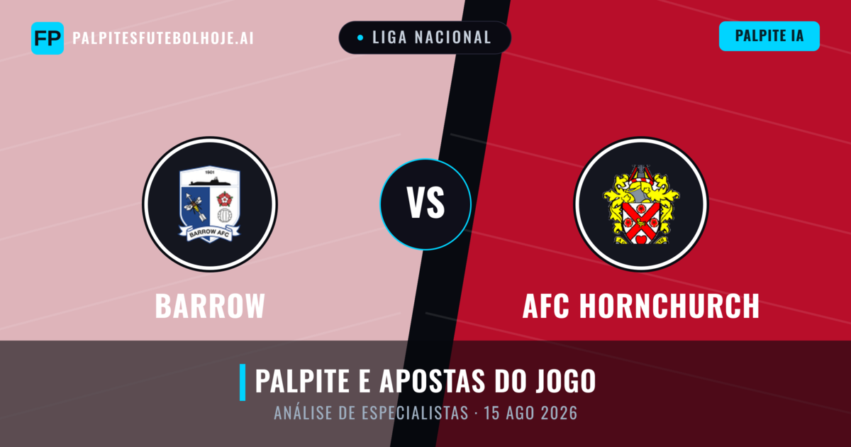 Barrow vs AFC Hornchurch — prognóstico e prévia do jogo