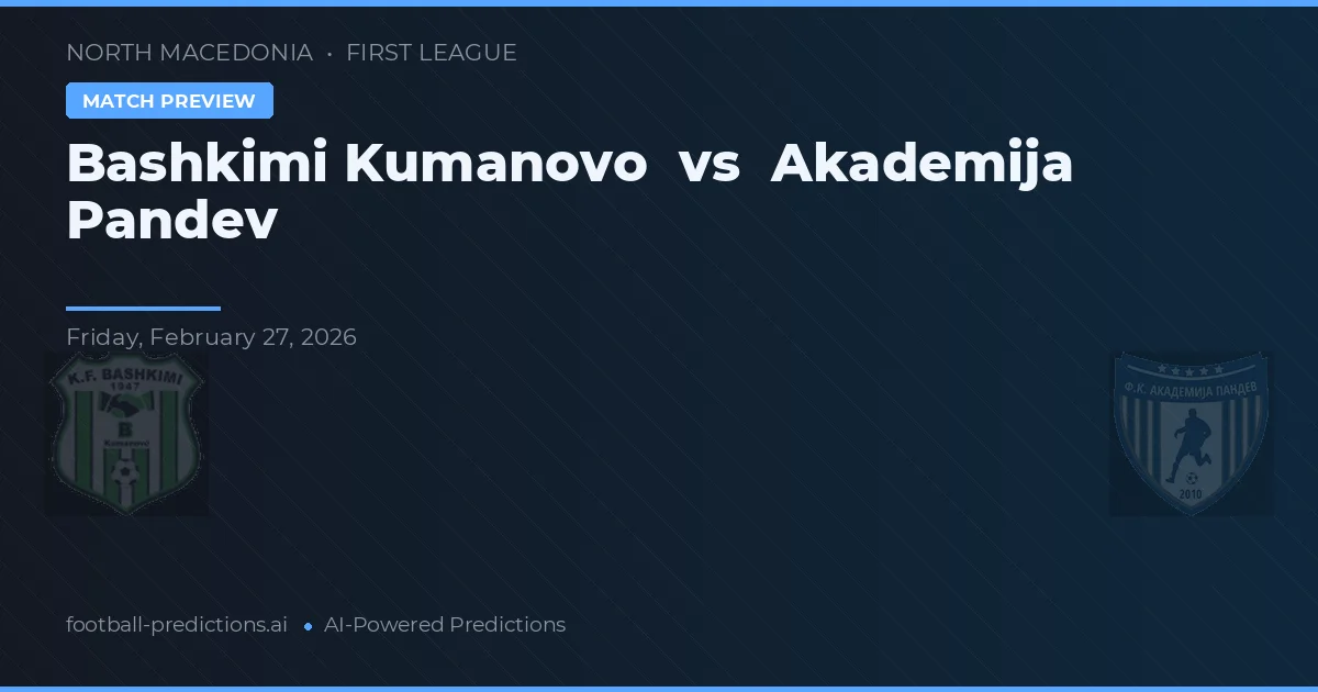 Bashkimi Kumanovo vs Academija Pandev — prognóstico e prévia do jogo