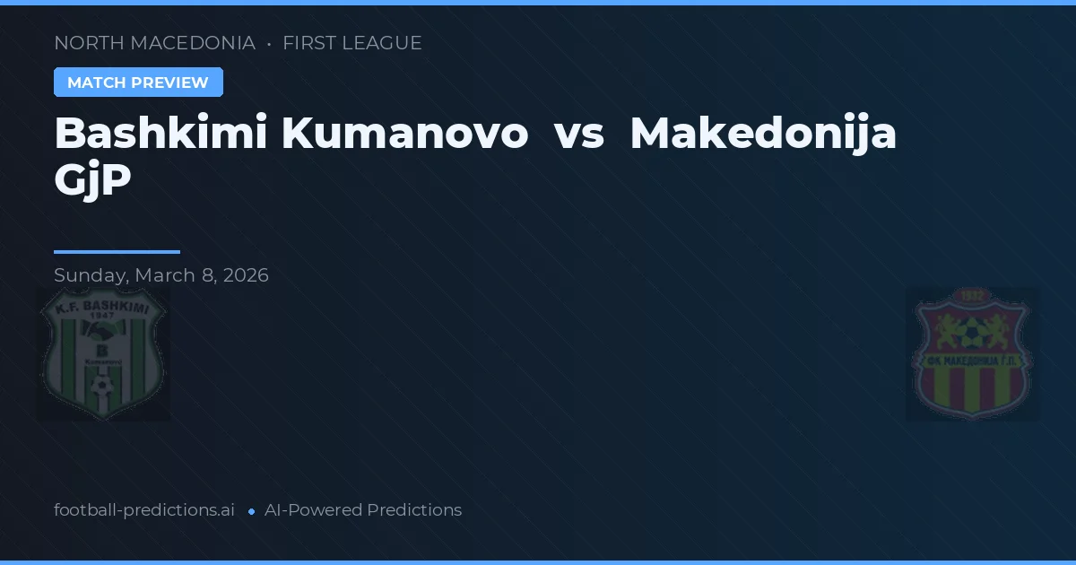 Bashkimi Kumanovo vs Makedonija GjP — prognóstico e prévia do jogo