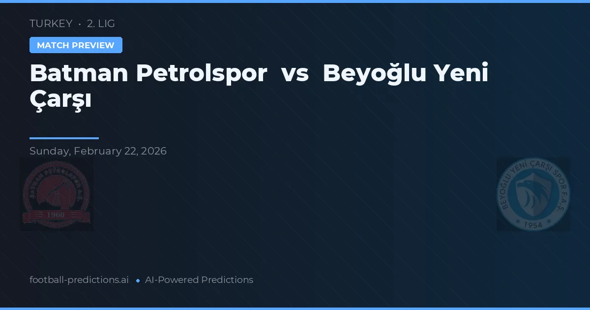 Batman Petrolspor vs Beyoğlu Yeni Çarşı — prognóstico e prévia do jogo