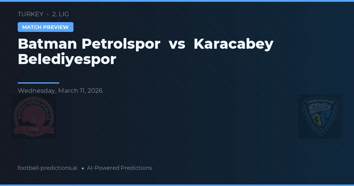 Batman Petrolspor vs Karacabey Belediyespor — prognóstico e prévia do jogo