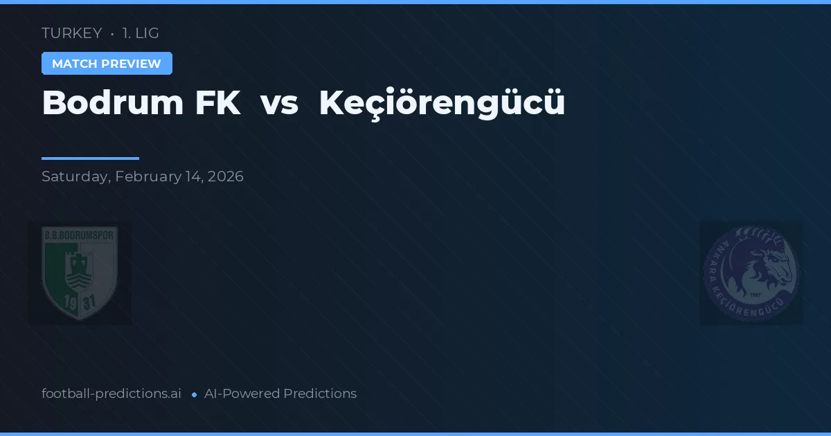 Bodrum FK vs Keçiörengücü — prognóstico e prévia do jogo