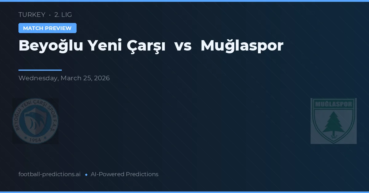 Beyoğlu Yeni Çarşı vs Muğlaspor — prognóstico e prévia do jogo