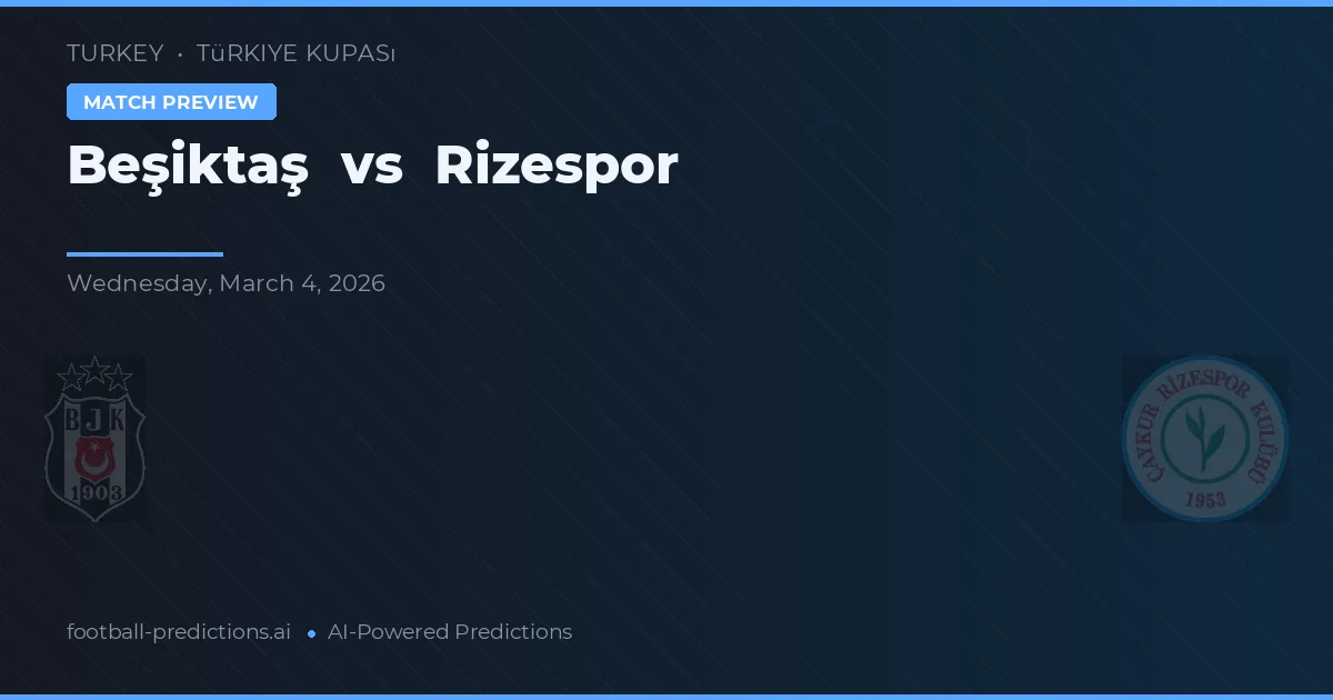 Beşiktaş vs Rizespor — prognóstico e prévia do jogo