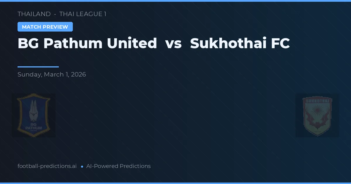 BG Pathum United vs Sukhothai FC — prognóstico e prévia do jogo