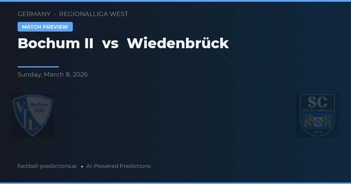 VfL Bochum II vs Wiedenbrück — prognóstico e prévia do jogo