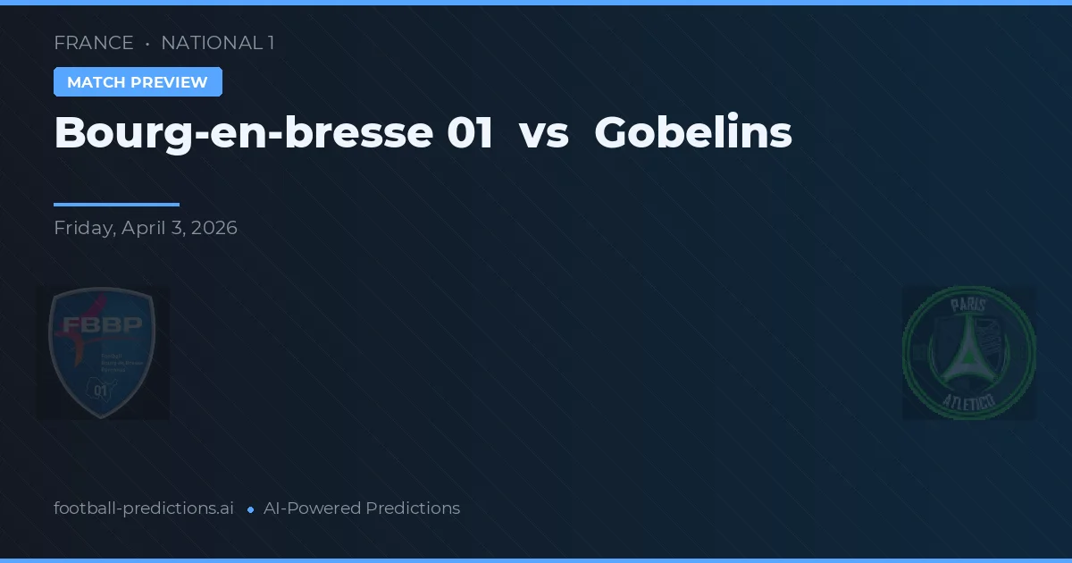 Bourg-en-Bresse 01 vs Gobelins — prognóstico e prévia do jogo